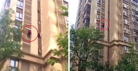 Una intrépida anciana escapa de su casa descendiendo por las paredes desde el piso 14