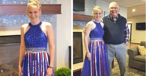 Demora 2 años diseñando su vestido de graduación para homenajear con él a 25 héroes