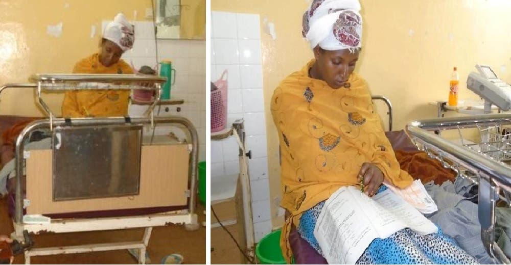 Presenta sus exámenes finales en la habitación del hospital minutos después de dar a luz Presenta sus exámenes finales en la habitación del hospital minutos después de dar a luz