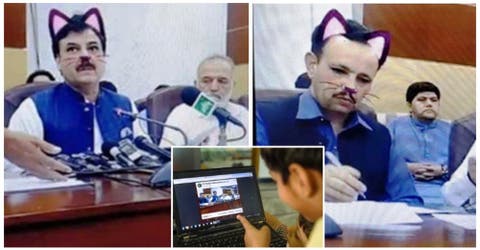 Funcionarios del gobierno olvidan apagar el «filtro de gato» durante una rueda de prensa en vivo