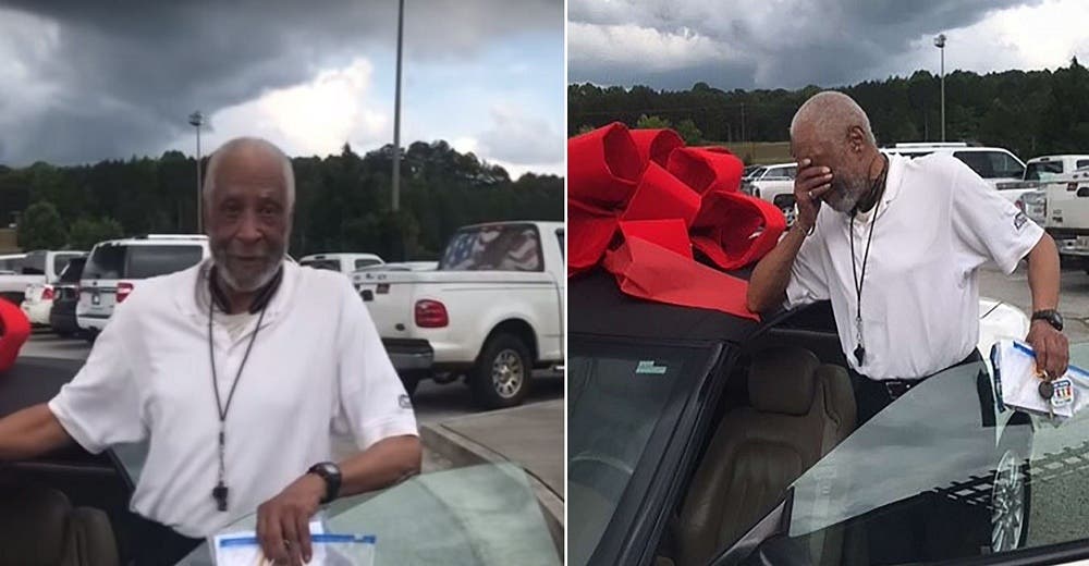 Un árbitro de 76 años rompe en llanto al recibir de sorpresa el auto que tanto necesitaba