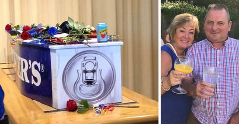 Su familia convierte su ataúd en una lata de cerveza para darle el último adiós