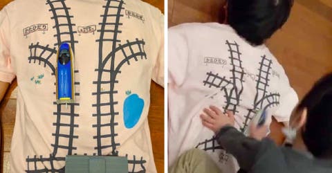Un ingenioso padre diseña una camiseta para que su hijo le dé un masaje mientras juega