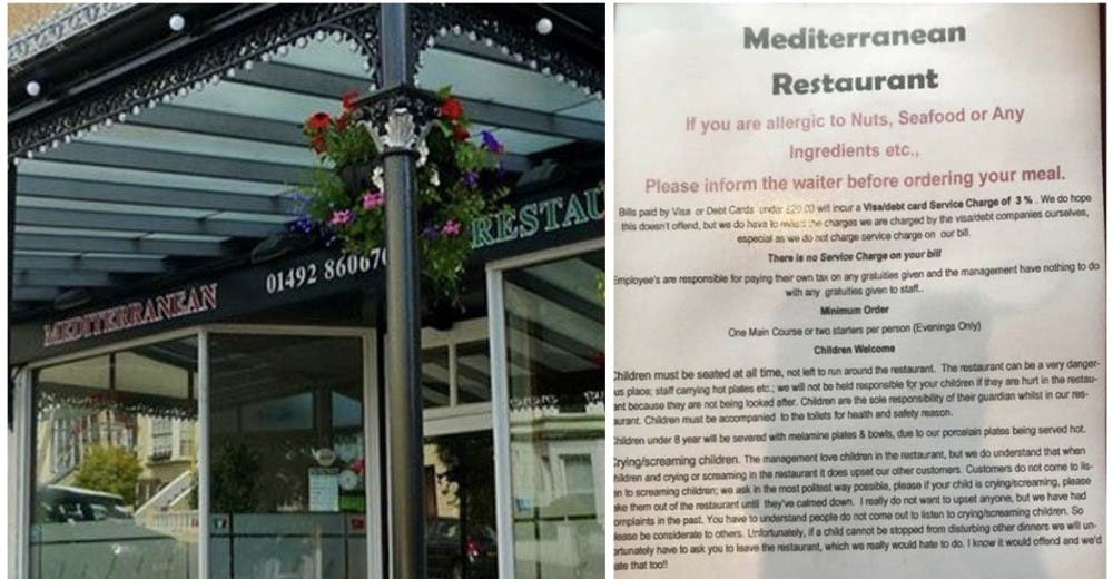 Un restaurante desaloja a los clientes con niños que lloren o se levanten de la mesa Un restaurante desaloja a los clientes con niños que lloren o se levanten de la mesa