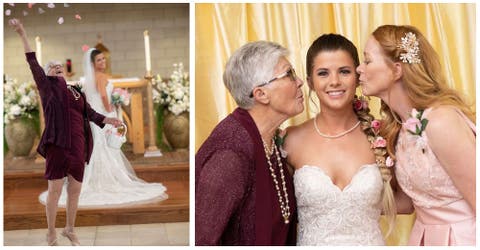 Una dulce abuela de 83 años se convierte en la niña de las flores de la boda de su nieta