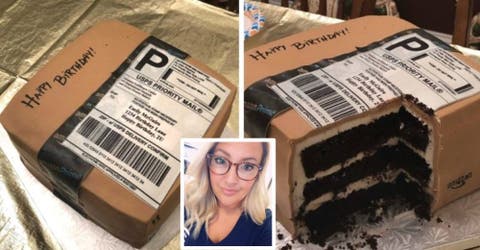 Su esposo le regala un pastel con la forma de lo más le importa en la vida: un paquete de Amazon