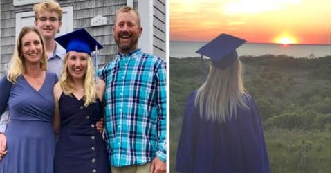 Una niña de 13 años celebra con su familia que fue la única en graduarse en su escuela