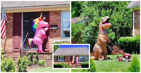 Un unicornio y un dinosaurio se esfuerzan por vender una casa y su estrategia se hace viral