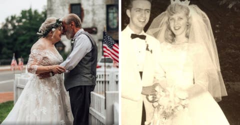 Su nieta los sorprende con una sesión de fotos recreando el día de su boda hace 60 años