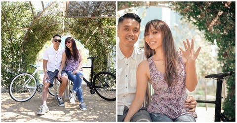Tras una larga ruta de 25 kilómetros en bicicleta su novio la sorprende y le pide matrimonio