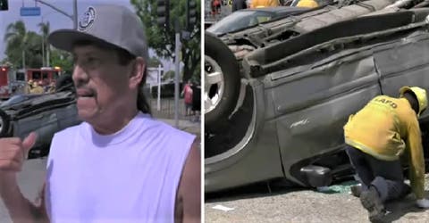 El actor Danny Trejo rescata a un niño que se quedó atrapado en un auto tras una colisión