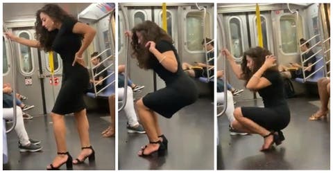 Una joven hace inútiles esfuerzos por tomarse una sexy selfie en el metro y se hace viral