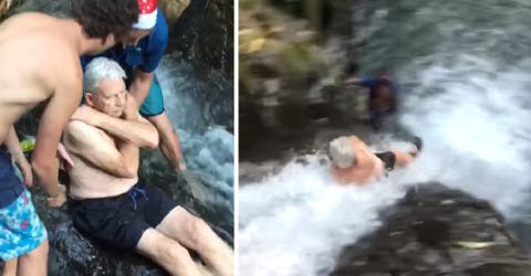El vídeo viral del momento en el que un hombre de 87 años se precipita desde una enorme catarata