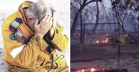Se sienta a llorar después de luchar para salvar a su casa de un devastador incendio