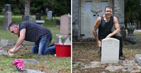 La noble labor de un carpintero en el cementerio se gana la admiración de miles de personas