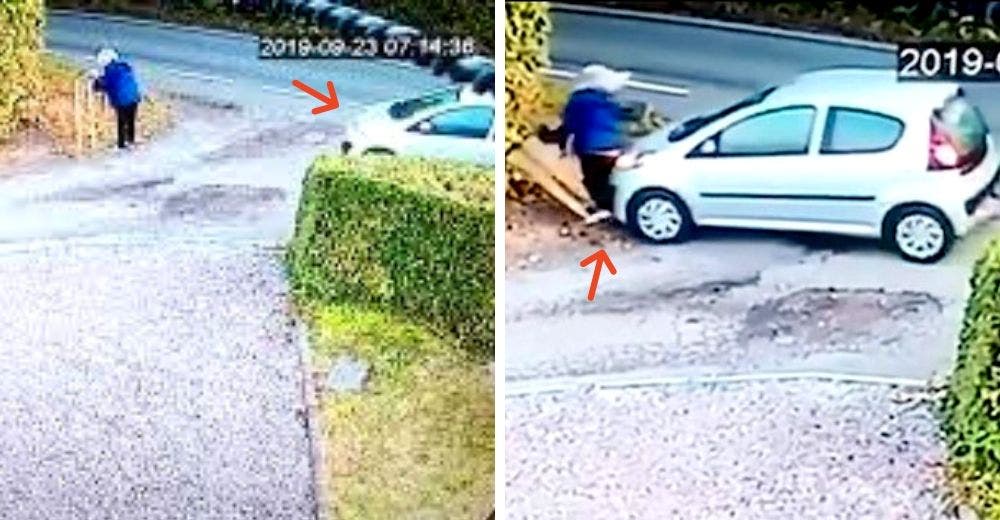 Graban cómo una mujer se atropella a sí misma por no poner el freno de mano en su auto Graban cómo una mujer se atropella a sí misma por no poner el freno de mano en su auto