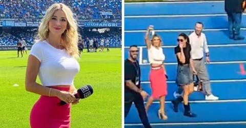 Una presentadora responde a quienes le pidieron que se quitara la camiseta en el campo de fútbol