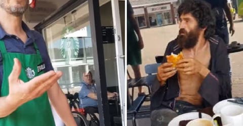Un cliente de Starbucks reacciona para defender a un hombre sin hogar del trato de los empleados