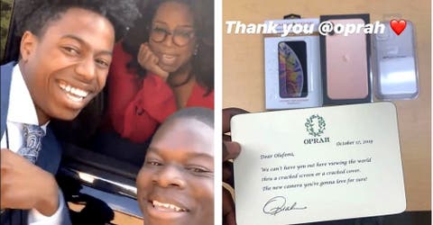 Oprah Winfrey reemplaza el teléfono móvil roto de un humilde joven con un iPhone 11
