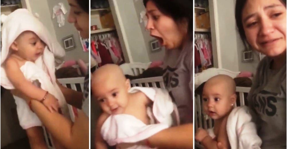 Graba la reacción de su esposa que quedó horrorizada al ver que dejó a su hija calva Graba la reacción de su esposa que quedó horrorizada al ver que dejó a su hija calva
