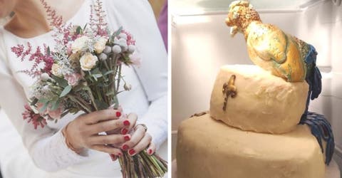 Una indignada novia muestra los detalles del horrible pastel de bodas que recibió