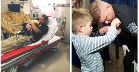 Habla el policía que protagonizó la foto viral con un niño de 2 años en un hospital