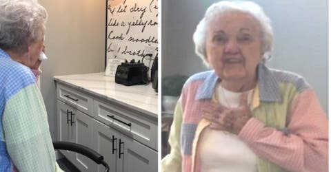 Una abuelita se emociona al ver cómo su nieta transformó su cocina para rendirle un homenaje