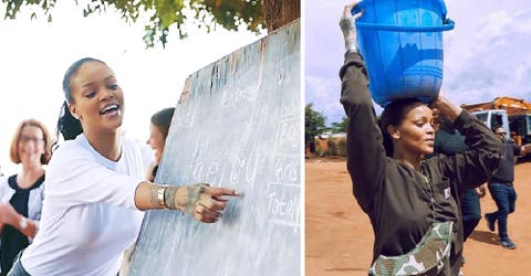 Rihanna trabaja arduamente para ayudar a construir un hospital en una comunidad muy pobre