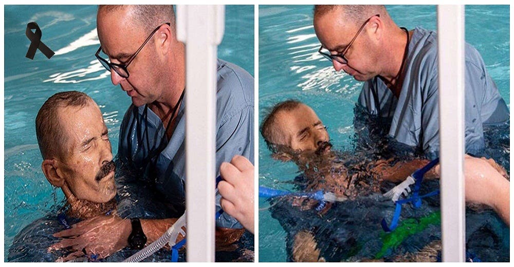 Lo sumergen en una piscina justo antes de morir para ofrecerle paz cumpliendo su último deseo Lo sumergen en una piscina justo antes de morir para ofrecerle paz cumpliendo su último deseo