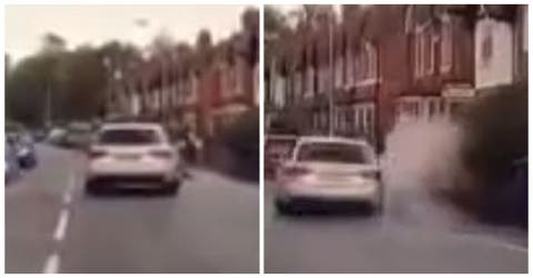 Graba el momento exacto en que un conductor empapa a propósito a una mujer en la calle