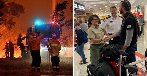 El recibimiento de los bomberos que llegan a Australia para luchar contra los incendios