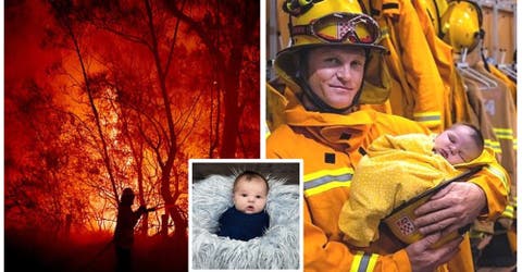 La imagen viral del bombero que acuna a su bebé mientras lucha contra los devastadores incendios