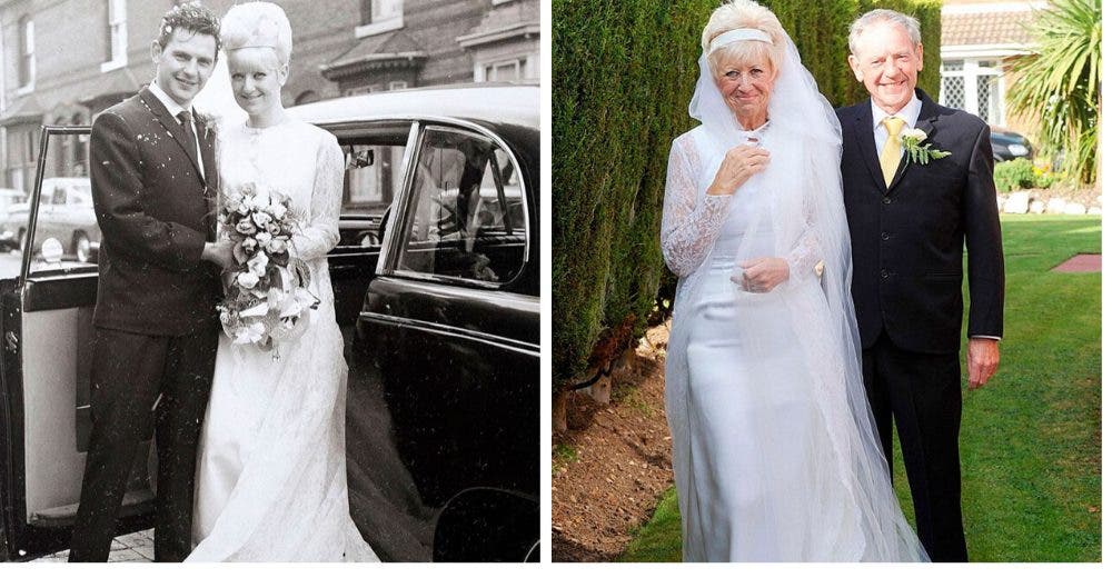 Celebran sus 50 años de casados con los mismos trajes de su boda y desaparecen de la fiesta