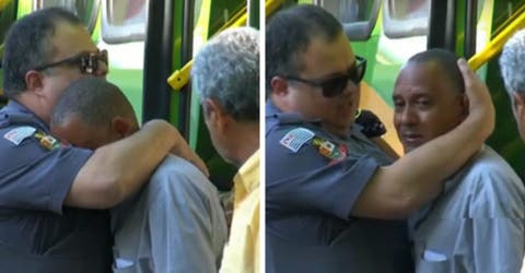 Captan la reacción de un policía con el chófer de un autobús involucrado en un fatal accidente