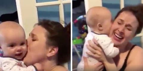 El vídeo viral de la bebé que respondió al ataque de besos que le dio su mamá