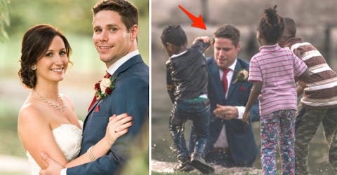 «La novia gritó»– El fotógrafo captura la desesperada reacción del novio ante una emergencia