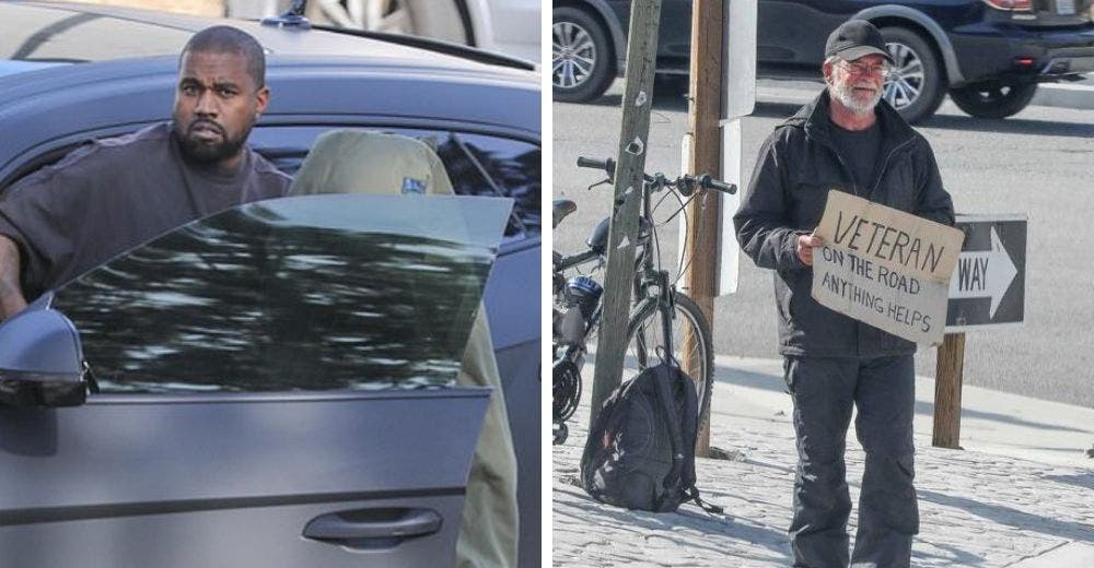 Causa polémica el gesto de Kanye West hacia un veterano que pedía ayuda en la calle