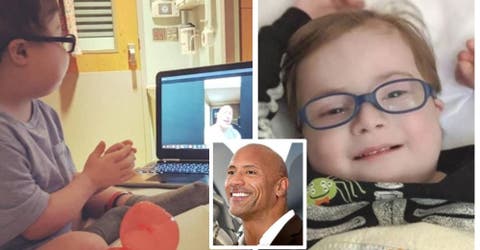 Dwayne Johnson hace sonreír a un niño de 3 años que lucha contra el cáncer en el hospital