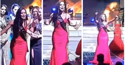 «Es un fraude»- Denuncia a gritos las irregularidades del concurso de belleza en pleno escenario
