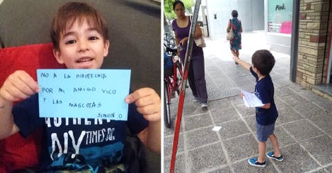 A los 6 años hace una campaña en la calle por los niños con autismo y los animales