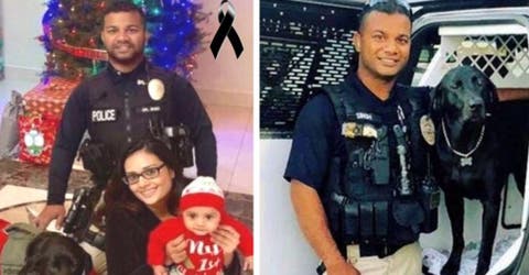 La policía aparece en casa del niño que perdió a su papá el año pasado para rendirle homenaje