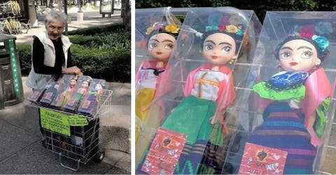La abuelita que lucha por vender sus muñecas de Frida artesanales emociona las redes