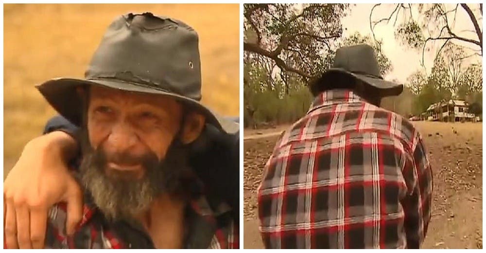 Rompe en llanto al visitar su casa tras los devastadores incendios de Australia Rompe en llanto al visitar su casa tras los devastadores incendios de Australia