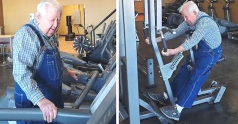 Con más de 90 años se ha convertido en la persona más destacada de todo el gimnasio