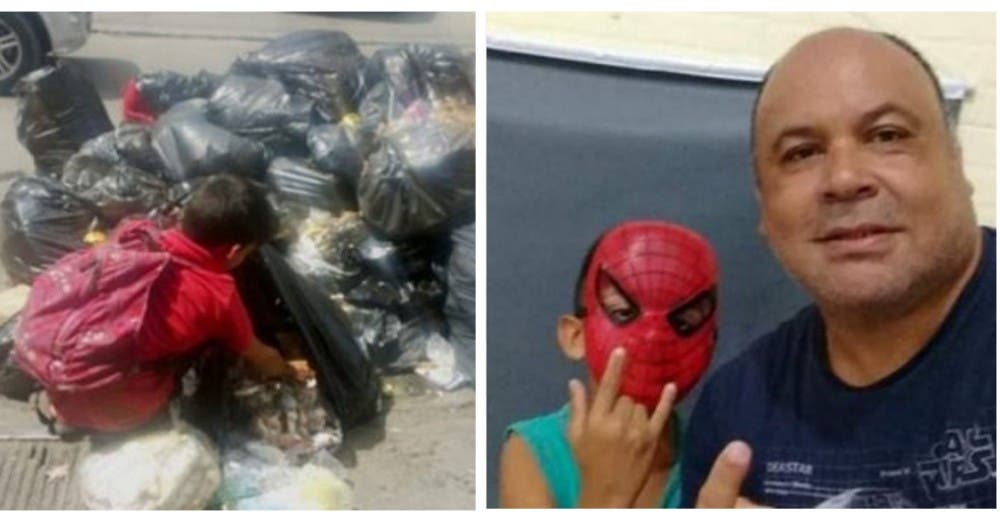 Tras varios intentos logra acercarse al niño de 8 años que veía buscando comida en la basura