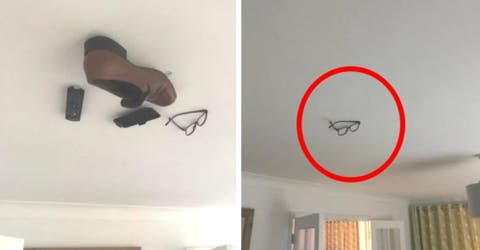 Un adolescente se venga de su padre pegando sus pertenencias más preciadas en el techo