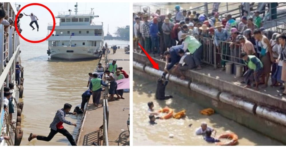 El dramático momento en el que el capitán de un barco salta para salvar a una pasajera El dramático momento en el que el capitán de un barco salta para salvar a una pasajera