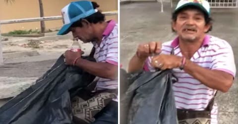 Captan cómo un vendedor recoge botellas de la basura para llenarlas con refresco y venderlas