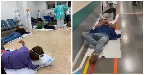 Las impactantes imágenes de los pacientes con coronavirus en el suelo de un hospital colapsado