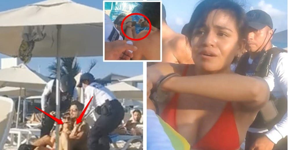 Graban cómo se llevan detenida a una pareja en la playa «porque solo tomaban sol»